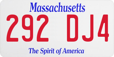 MA license plate 292DJ4