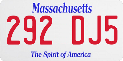 MA license plate 292DJ5