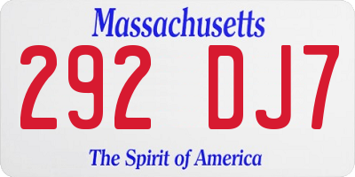 MA license plate 292DJ7