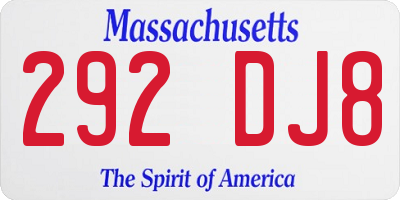 MA license plate 292DJ8