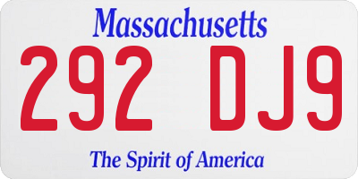 MA license plate 292DJ9