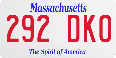 MA license plate 292DK0