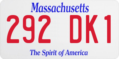 MA license plate 292DK1