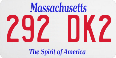 MA license plate 292DK2