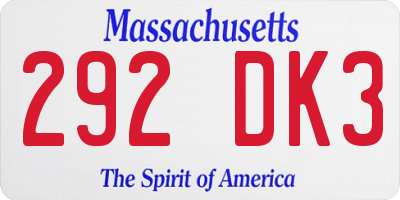 MA license plate 292DK3