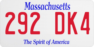 MA license plate 292DK4