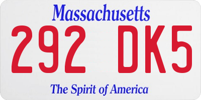 MA license plate 292DK5