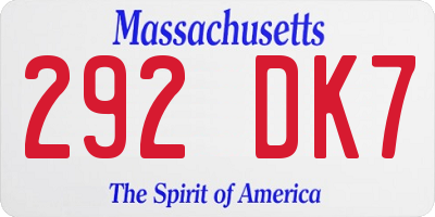 MA license plate 292DK7