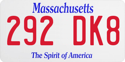 MA license plate 292DK8