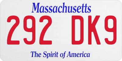 MA license plate 292DK9