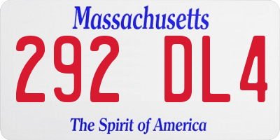 MA license plate 292DL4
