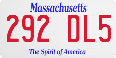MA license plate 292DL5