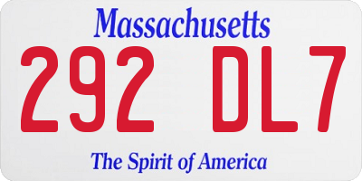 MA license plate 292DL7