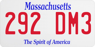 MA license plate 292DM3