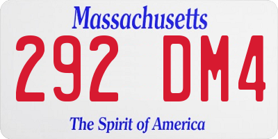 MA license plate 292DM4