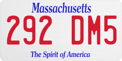 MA license plate 292DM5