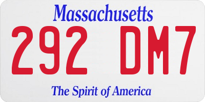 MA license plate 292DM7