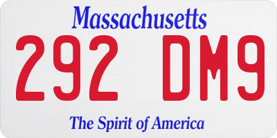 MA license plate 292DM9