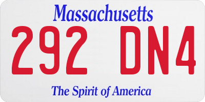 MA license plate 292DN4