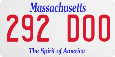 MA license plate 292DO0