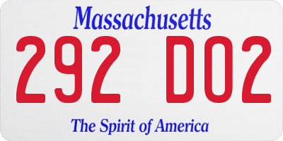 MA license plate 292DO2
