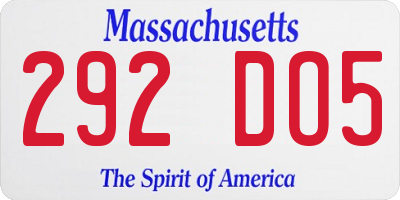 MA license plate 292DO5