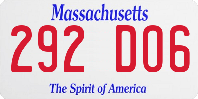MA license plate 292DO6