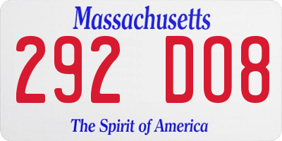 MA license plate 292DO8