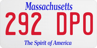 MA license plate 292DP0
