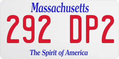 MA license plate 292DP2
