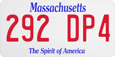MA license plate 292DP4