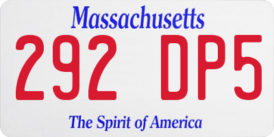 MA license plate 292DP5