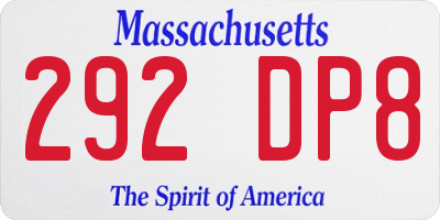 MA license plate 292DP8