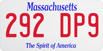 MA license plate 292DP9