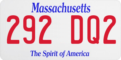 MA license plate 292DQ2