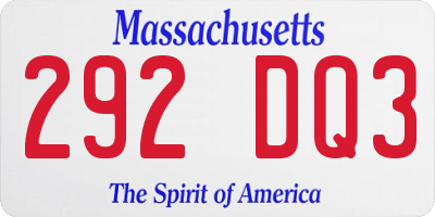 MA license plate 292DQ3