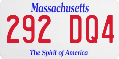 MA license plate 292DQ4