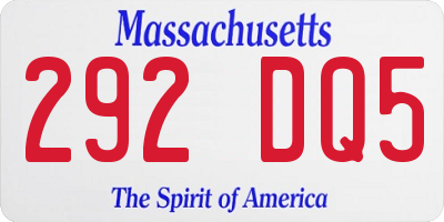 MA license plate 292DQ5