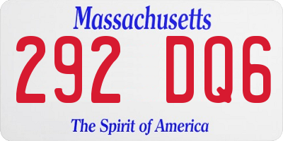 MA license plate 292DQ6