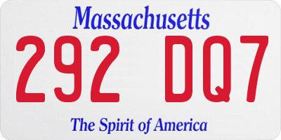 MA license plate 292DQ7