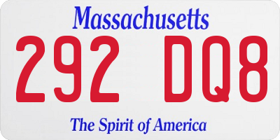MA license plate 292DQ8