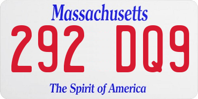 MA license plate 292DQ9
