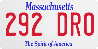 MA license plate 292DR0