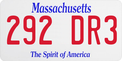 MA license plate 292DR3