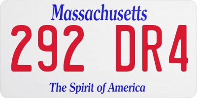 MA license plate 292DR4