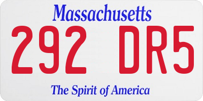 MA license plate 292DR5