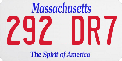 MA license plate 292DR7