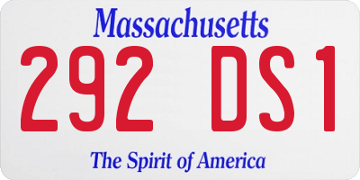 MA license plate 292DS1