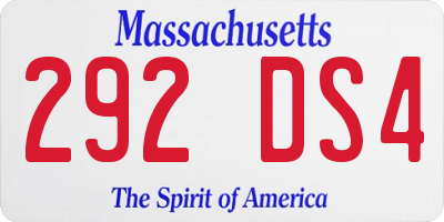 MA license plate 292DS4