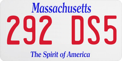 MA license plate 292DS5
